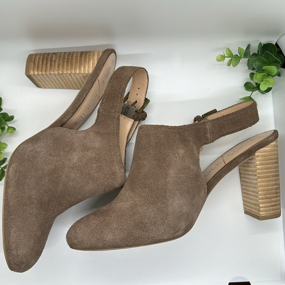 Sole Society Apollo Taupe Heel Mule  Cow Suede Bootie heels-Size 11 - Picture 2 of 12
